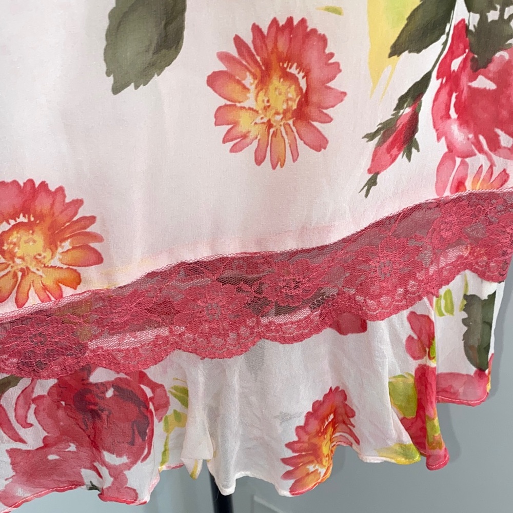 Spenser Jeremy Floral Pink Midi Skirt 100% silk - Picture 3 of 9